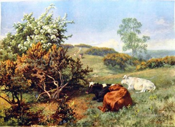 動物 Painting - 牛のあるチャールズ・コリンズの風景